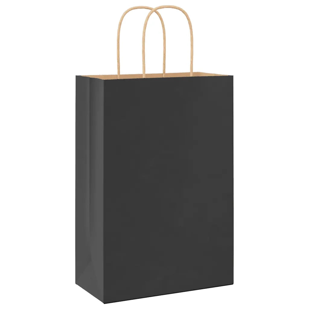 vidaXL Sacchetti di Carta 250 pz con Manici Neri 21x11x31 cm