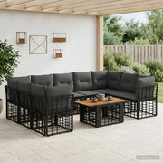 Set Divano da Giardino 10 pz Nero e Grigio scuro polyrattan 3437901