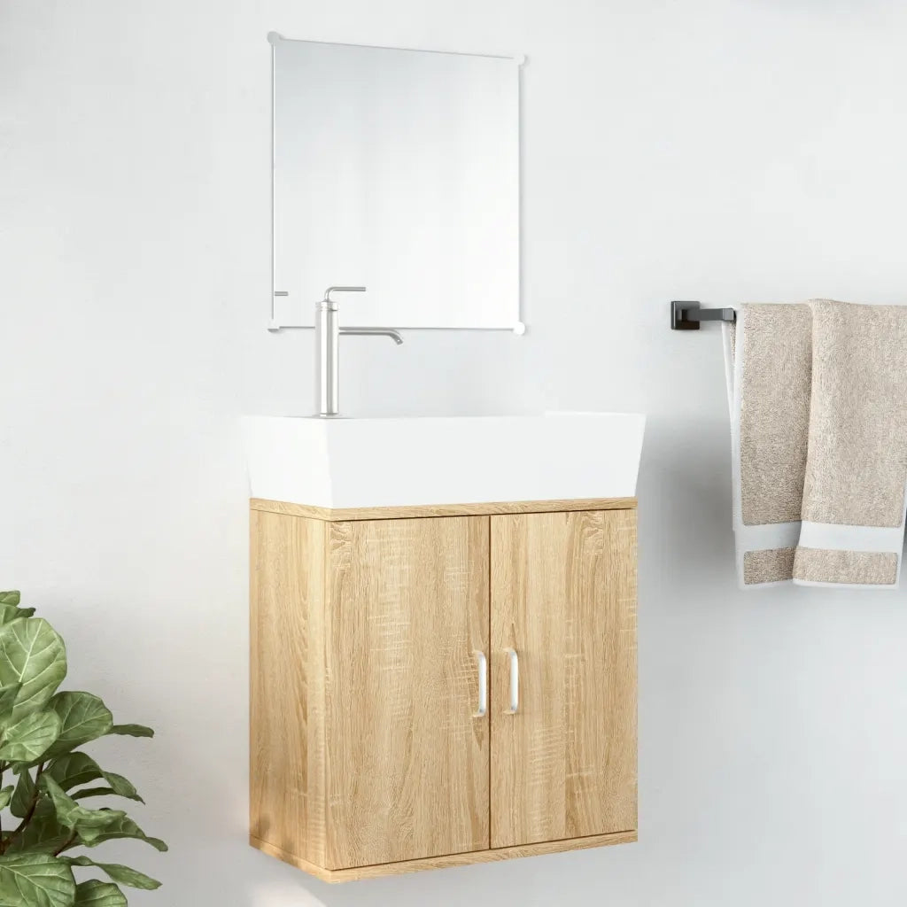 Set Mobili da Bagno 2 pz Rovere in Legno Multistrato