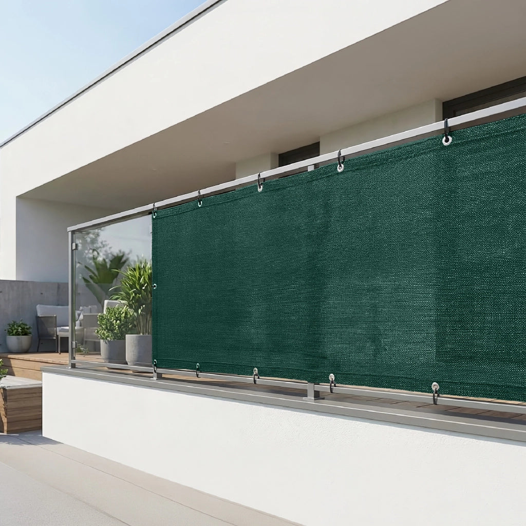 Telo Copribalcone Ombreggiante 90% con Occhielli 90x500 Cm per Privacy e Protezione Esterno Frangivista Verde