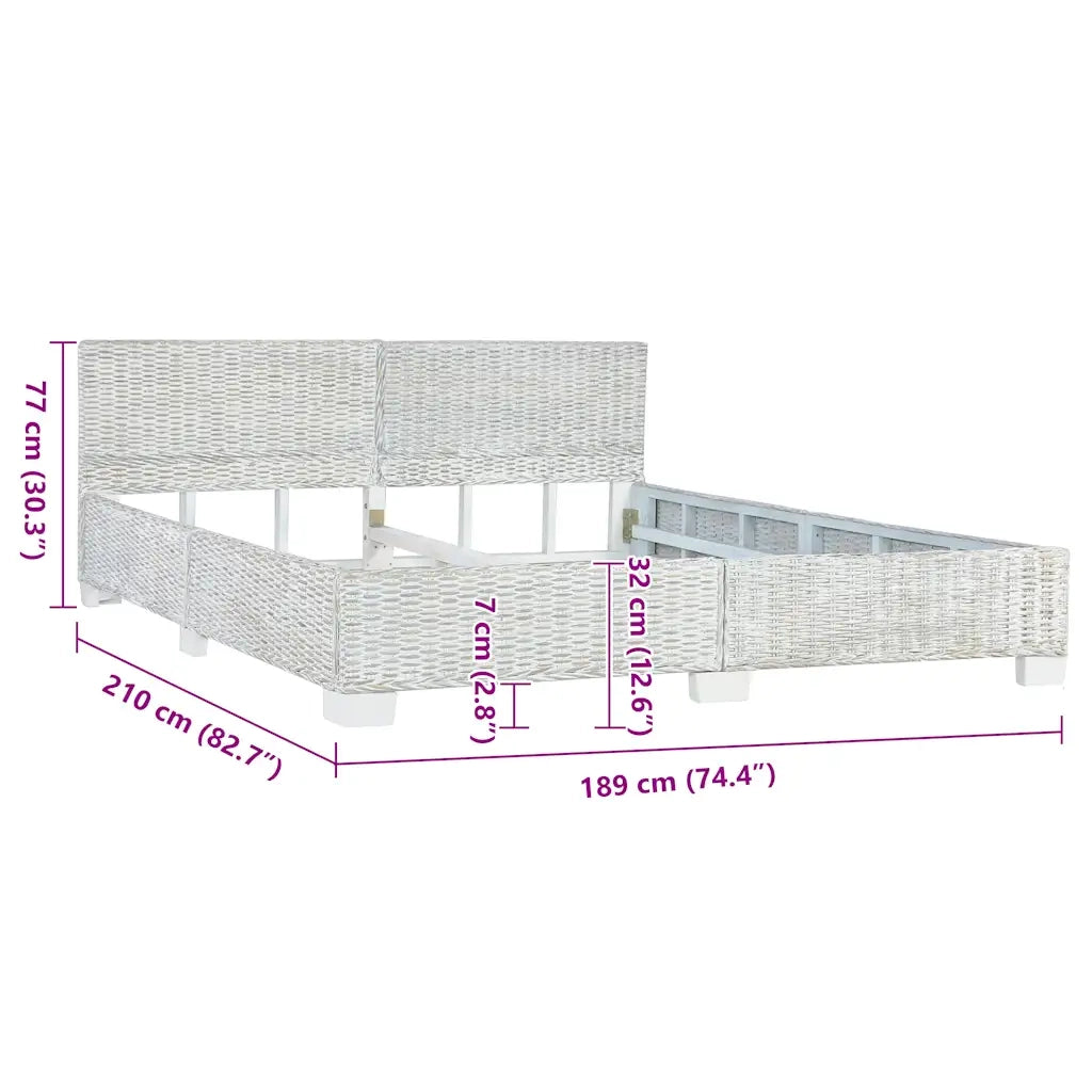 Giroletto senza Materasso Grigio Naturale Vero Rattan 180x200cm 283093