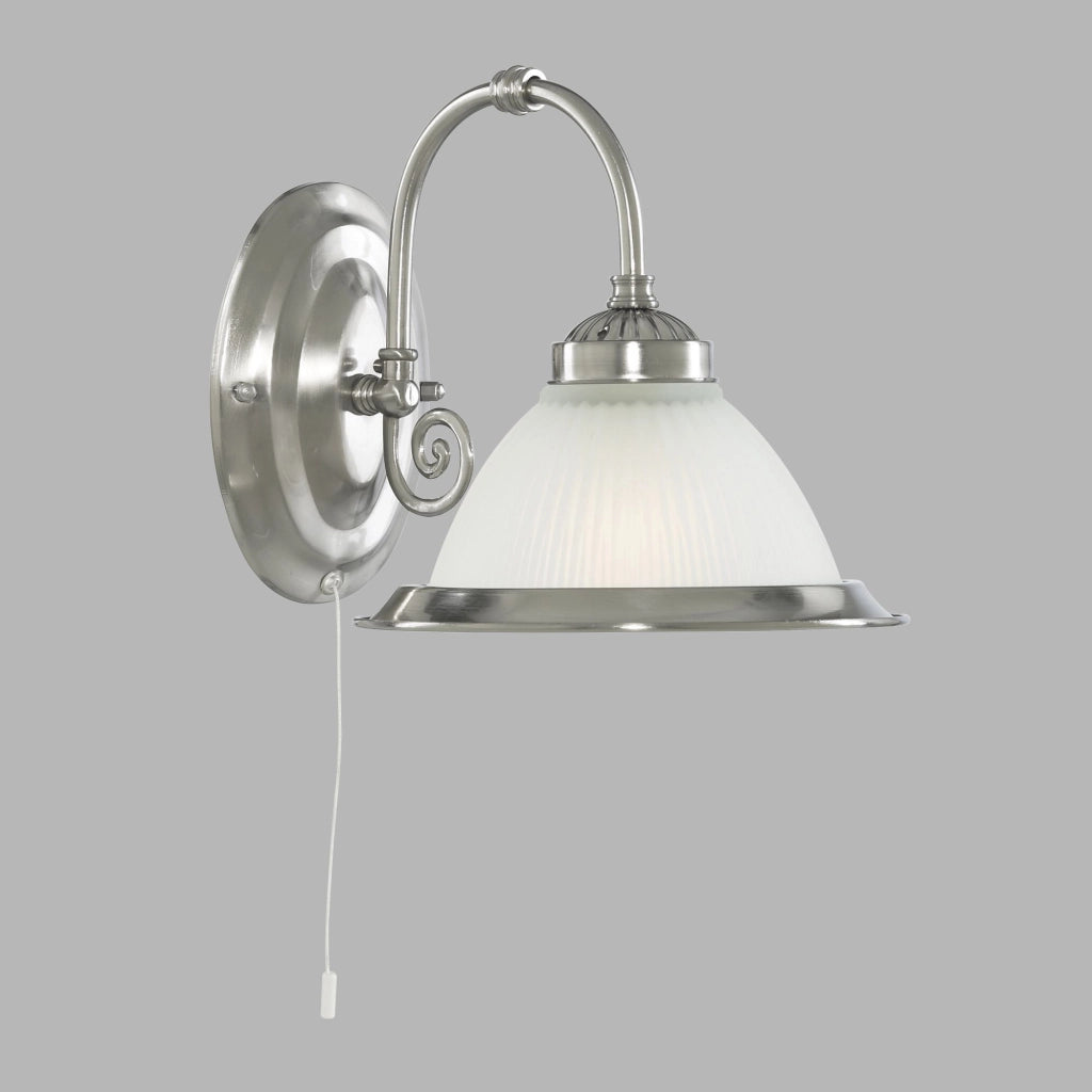 Applique Contemporanea American Dinner Acciaio Argento Vetro 1 Luce E27