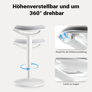Sgabello sit stand grigio, sgabello girevole regolabile in altezza fino a 70 cm, max 100 kg, sgabello ergonomico per casa, ufficio, officina