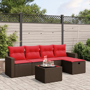 Set Divani da Giardino 6 pz con Cuscini Marrone in Polyrattan 3263480