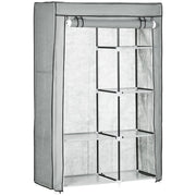 Armadio Guardaroba da Campeggio 103x43x162,5 cm 6 Ripiani Aperti e un Appendino in Tessuto non Tessuto Grigio