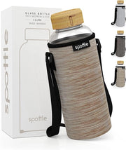 Fiasca in vetro 1,5 litri - fiasca in vetro 1 5 l con coperchio di bambù chiusura a vite - fiasca in vetro - fiasca per acqua - fiasca in vetro per bevande adatta per acqua gassata - lavastoviglie - collo largo