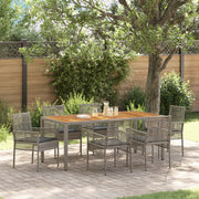 Set Pranzo Giardino in 7 Pezzi con Cuscini Grigio in Polyrattan