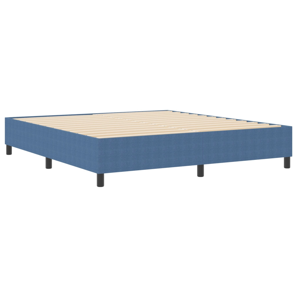 Letto Box Spring Blu Super King Tessuto Corduroy