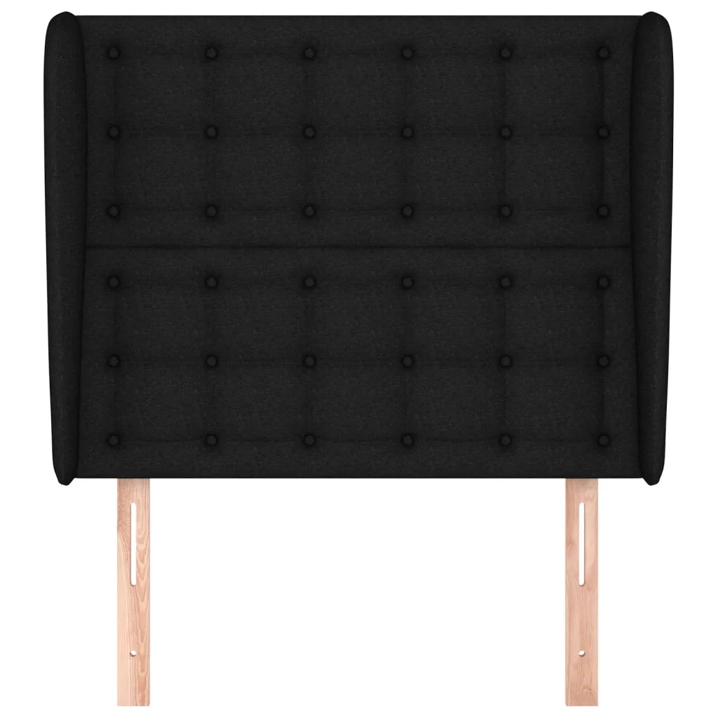 Testiera | Testata ad Orecchio Nera 93x23x118/128 cm in Tessuto