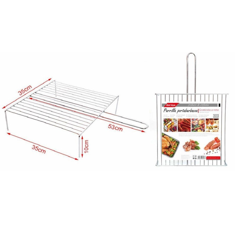 Trade Shop - Graticola A Rete Per Grigliate Barbecue 53x35x35x10cm Griglia Con Piedini 2406343 -