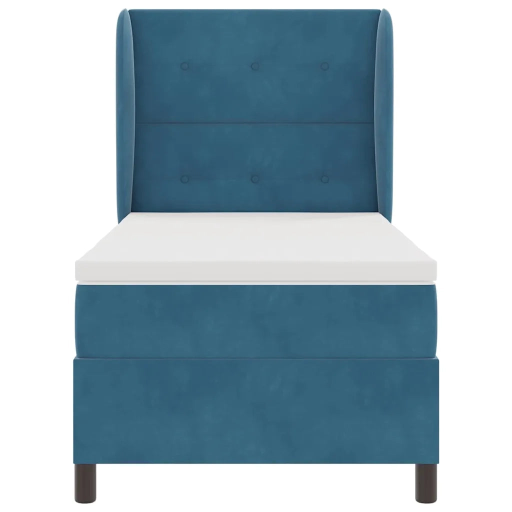 Letto a molle con materasso Blu Scuro 200 x 90 cm Velluto 3340914