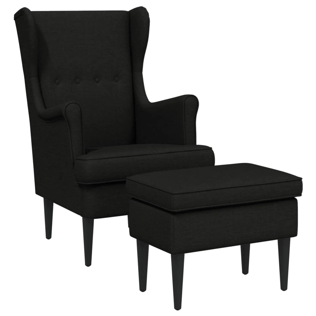 Poltrona con Ottomano 2 pz Nero Tessuto 3418833