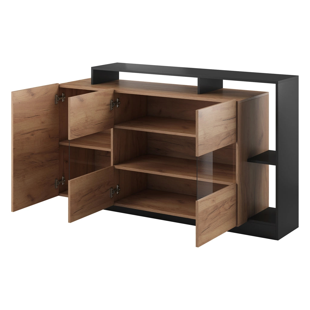 Madia Hafa, Credenza 7 Ripiani, 155x44x94h cm Marrone Rovere