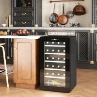 Cantinetta Vino Frigo per 24 Bottiglie, Capacità 65L, Controllo Temperatura e Ripiani Estraibili, Nero