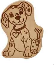 Scatola da colazione per bambini in legno di abete con tema cane seduto Dalmata, dimensioni ca. 23x15x1cm