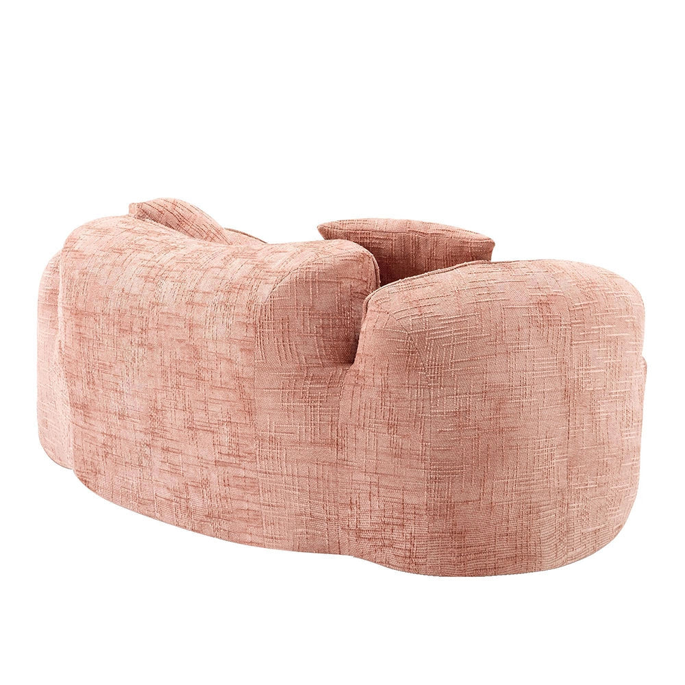 Canap¨¦ due posti curvo rosa - Xylo - Accoudoiri, 2 cuscini, colore crema, nessun assemblaggio