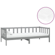 Divano letto | Sof¨¤ letto | Letto singolo con Materasso 90x200 cm Grigio in Legno di Pino