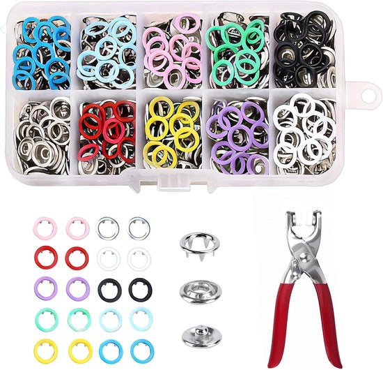 Set di 200 punti di cucito - Adatto per abbigliamento e accessori - 10 colori