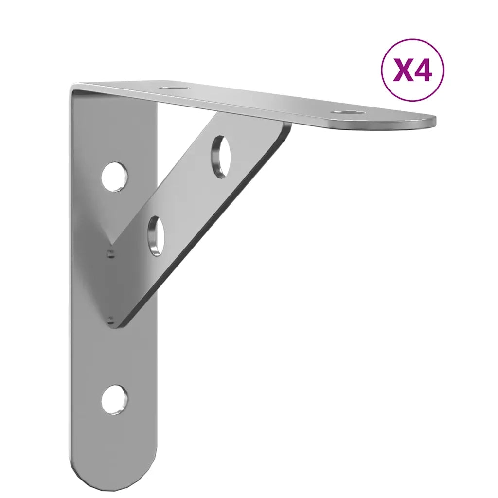 vidaXL Staffe per Mensola 4 pz 15x2,5x11,5 cm in Acciaio Inox Argento