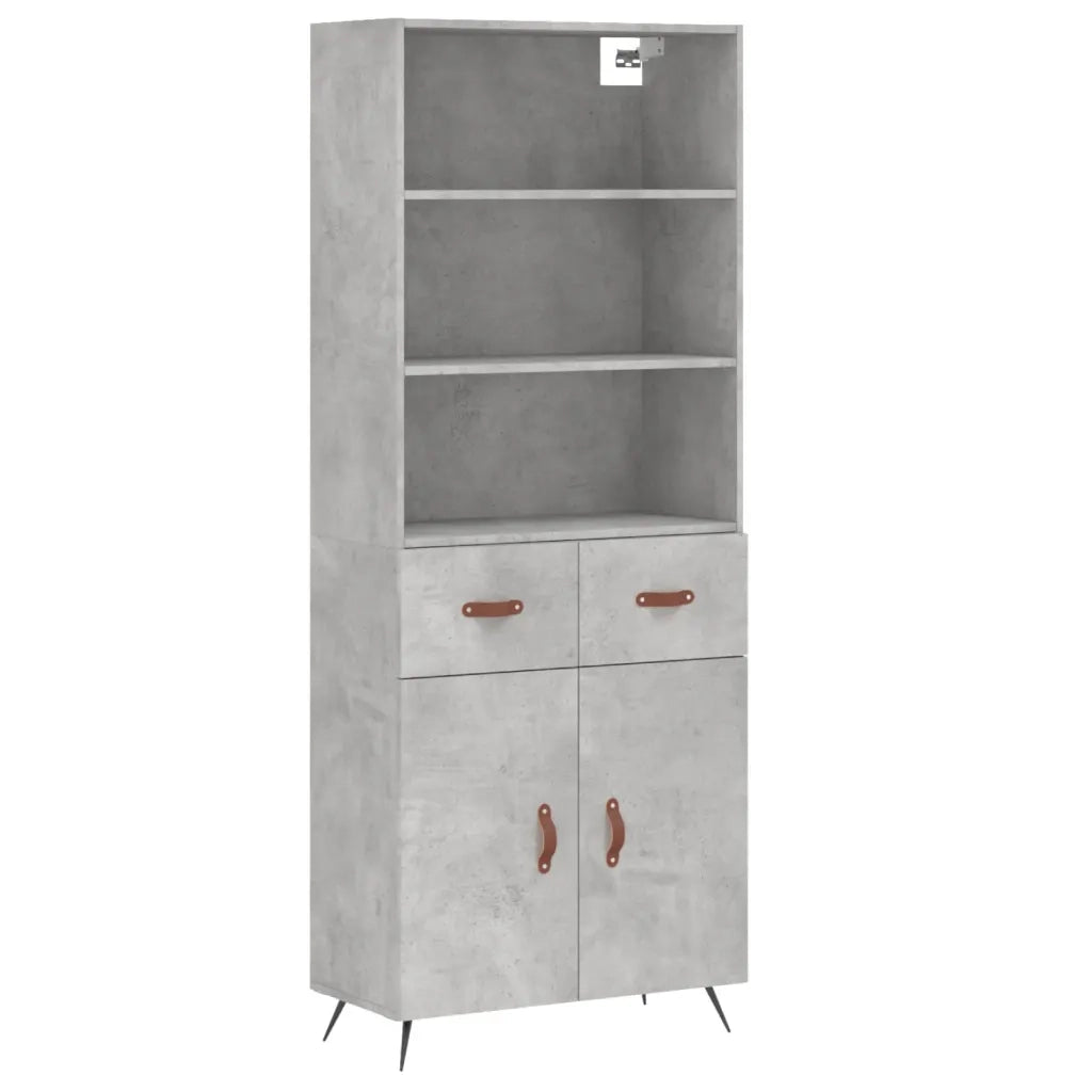 Credenza-Buffet-Armadio da cucina Grigio Cemento 69,5x34x180 cm in Legno Multistrato 739012