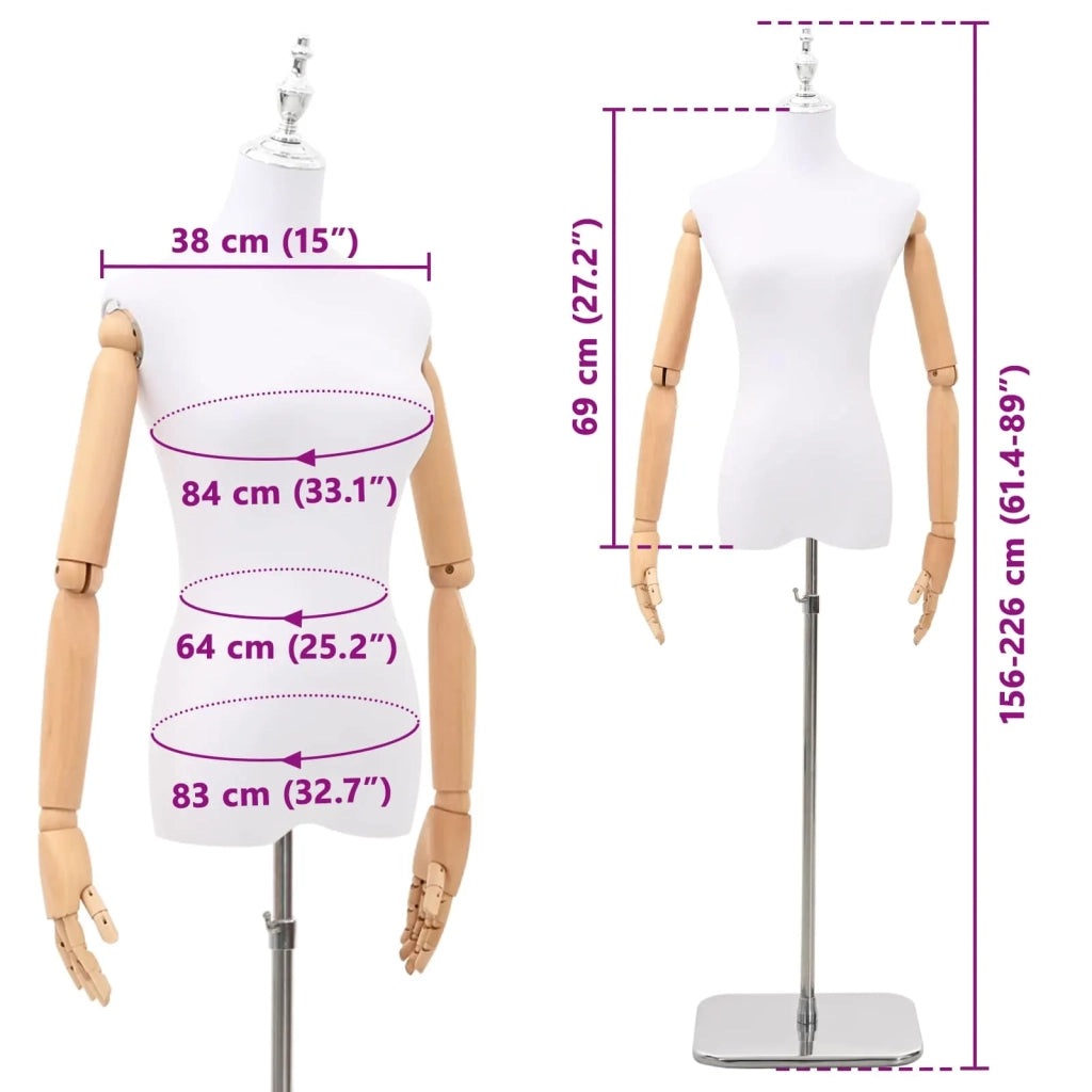 Manichino Regolabile 165-213 cm con Base Femmina PP Bianco 42041701