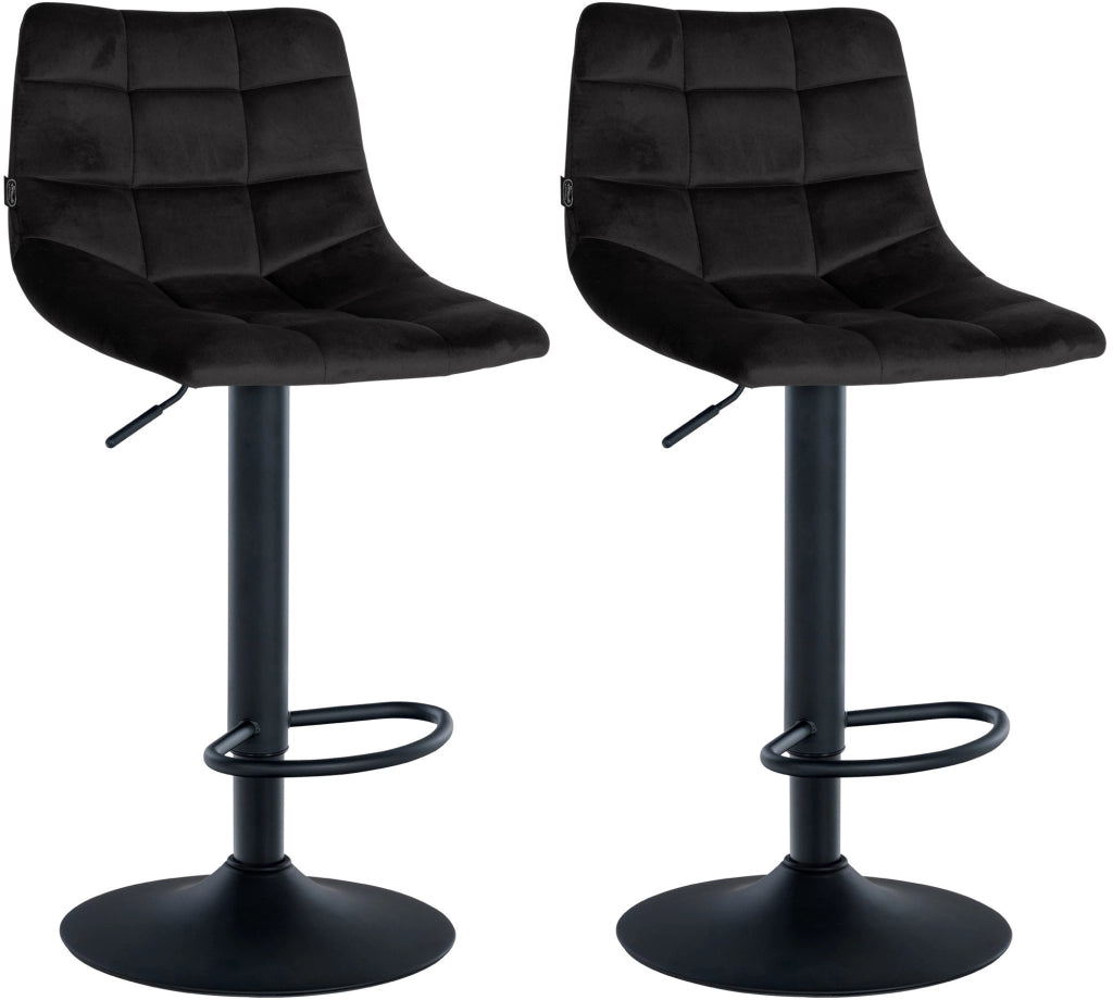 2er Set Barhocker Jerry Samt schwarz