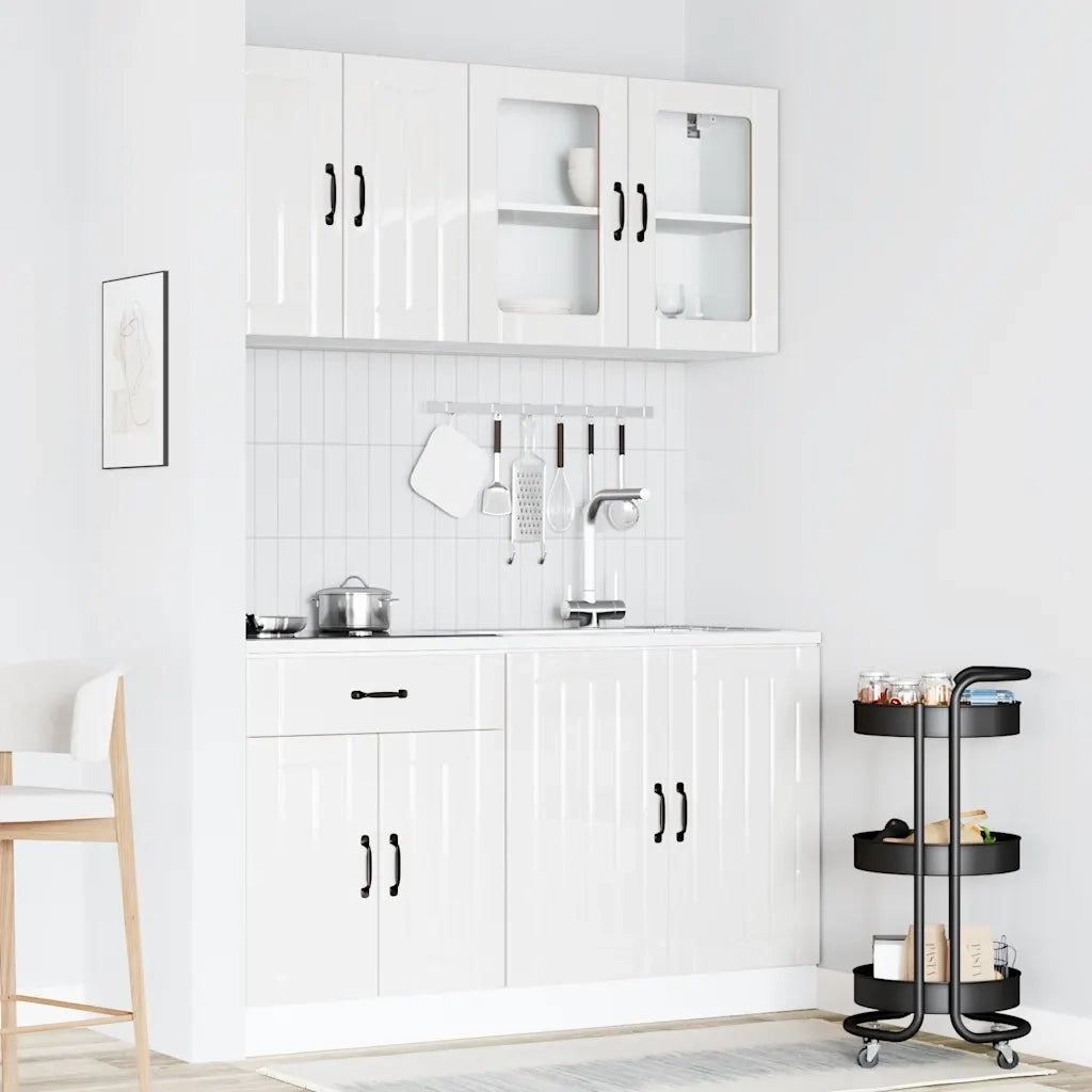 Set Mobili da Cucina 4 pz Lucca Bianchi Lucido in Truciolato 3314863