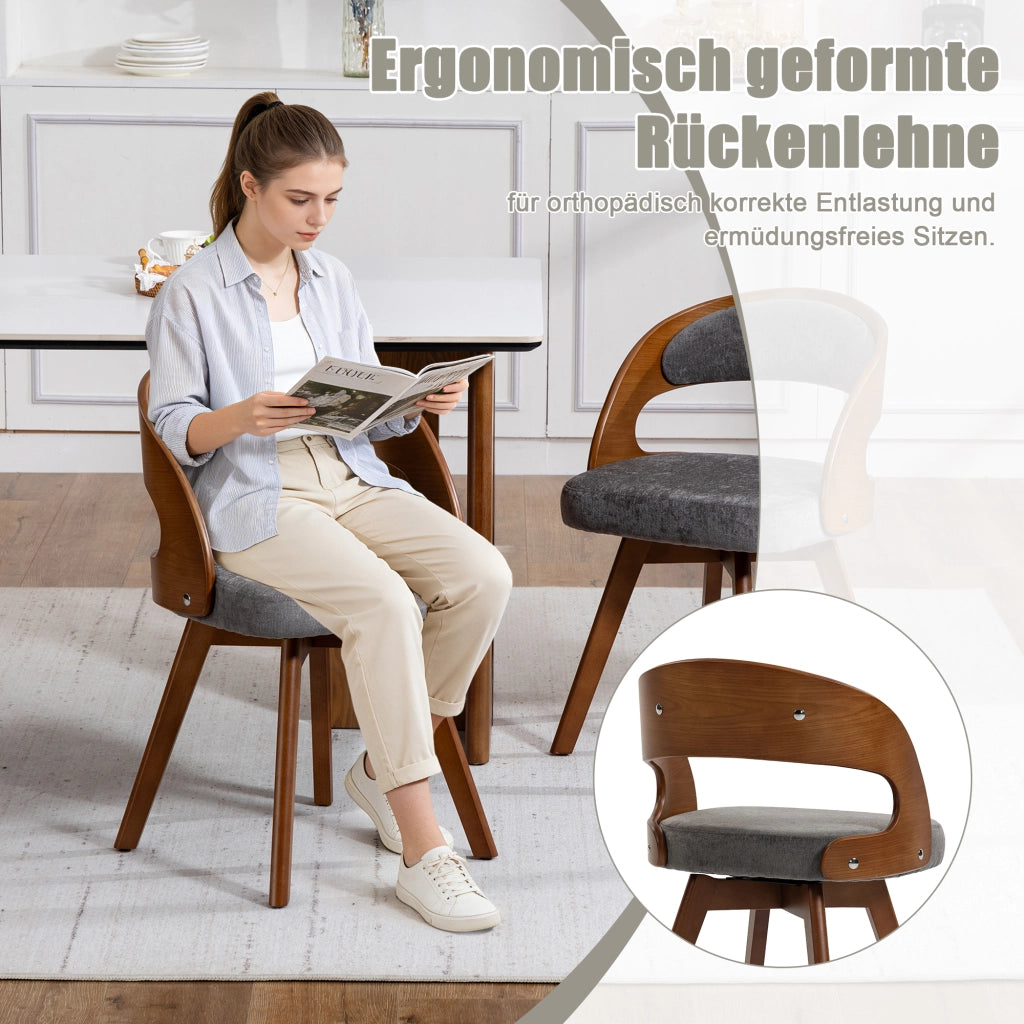 SEDIA Girevole 44x41x75 cm Lino Grigio con cuscino imbottito