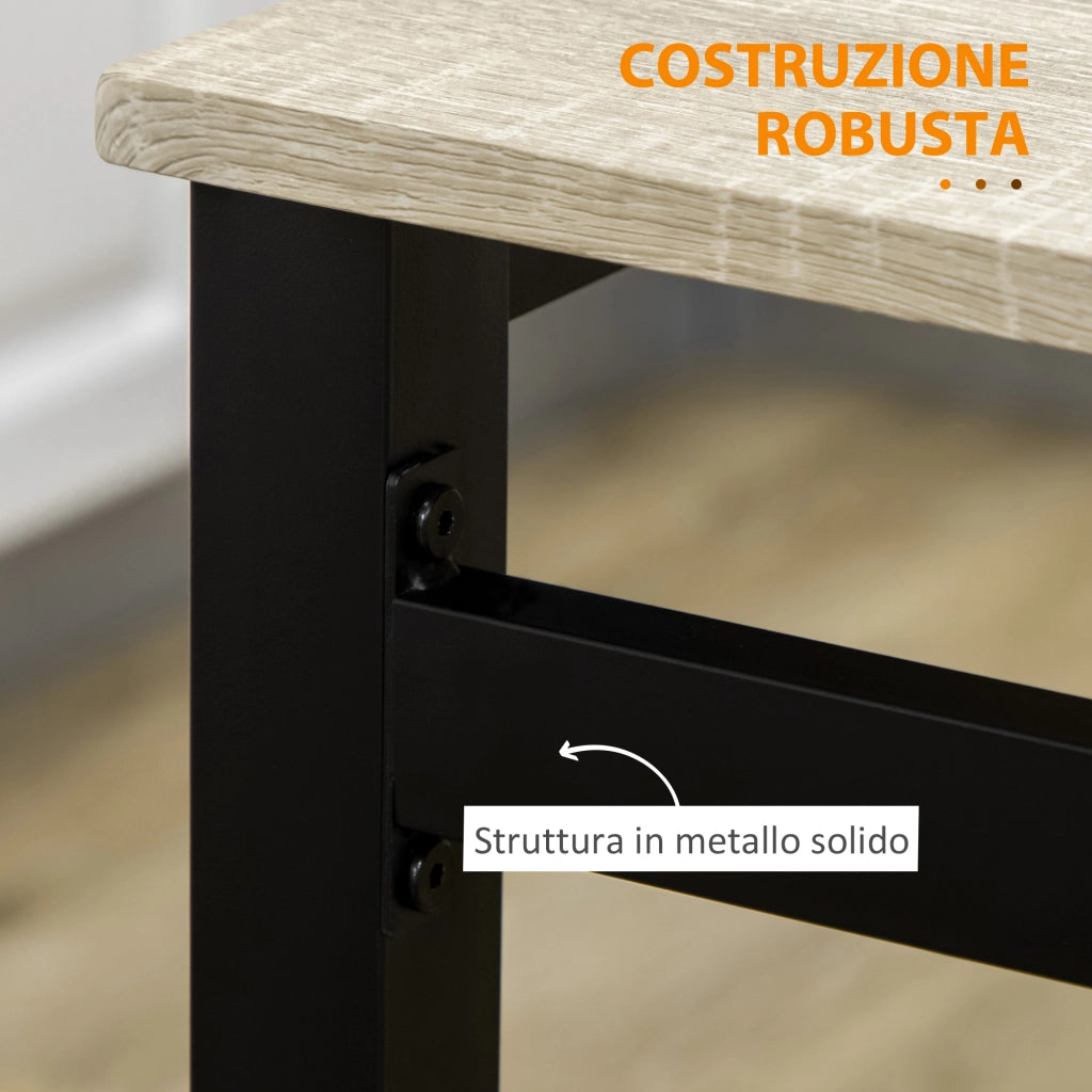 Set da Pranzo con Tavolo Rettangolare e 4 Sedie in Acciaio e MDF, Nero e Rovere