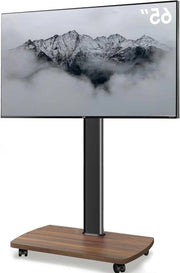 Supporto TV pieghevole con tavola in legno per televisori da 32 a 65 pollici supporto da pavimento con altezza regolabile giri fino a 40 kg massimo VESA 400x400 mm (nero+)