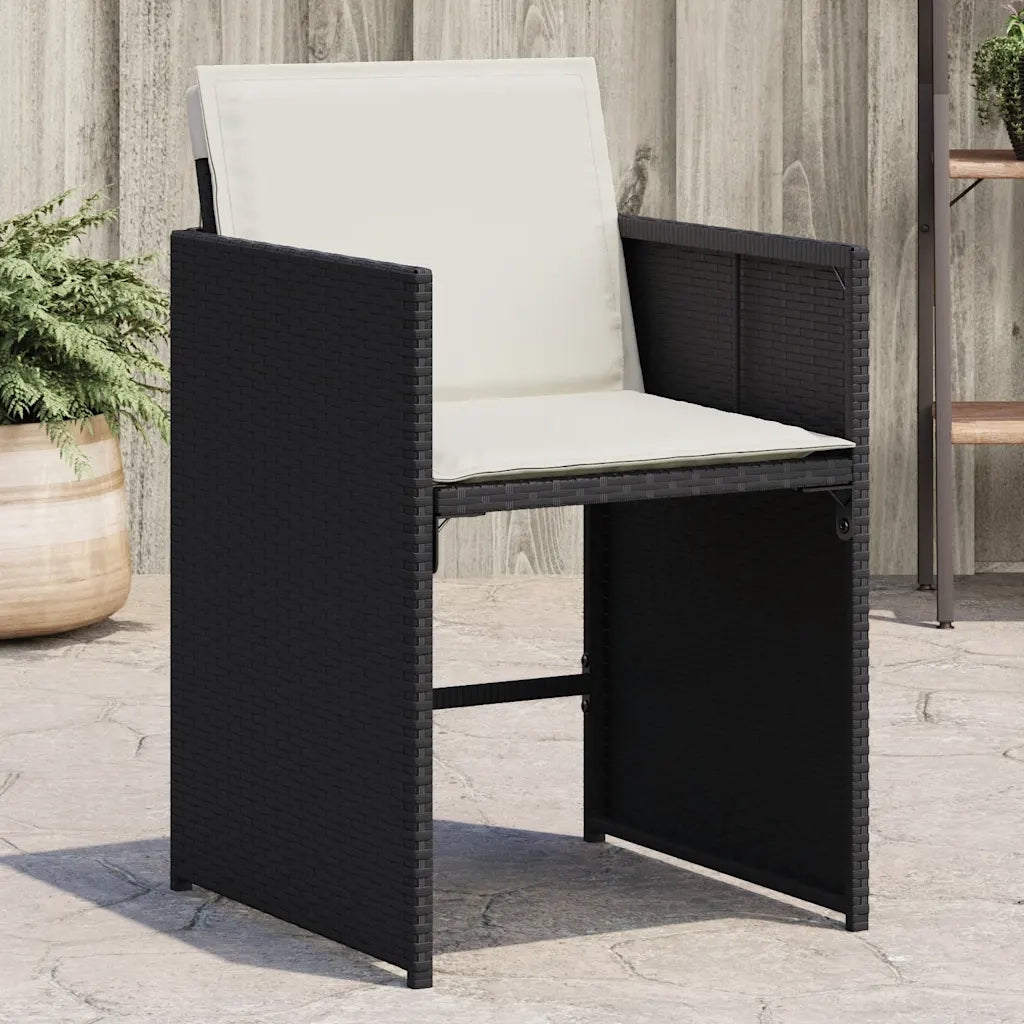 Sedie da Giardino con Cuscini 4 pz Nere in Polyrattan 364983