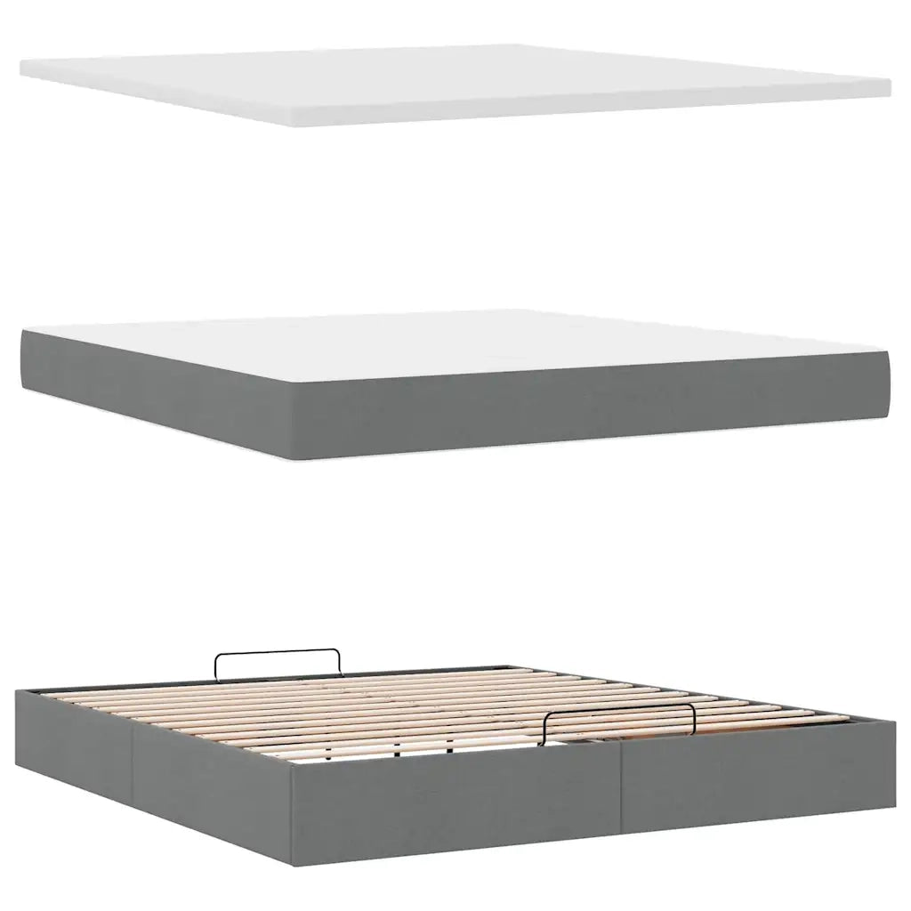 Struttura Letto Pouf con Materasso 160x200 cm in Tessuto 3311121