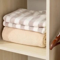 Stand Appendiabiti con 3 Ripiani e Barra Attaccapanni per Vestiti, 80x40x128 cm, Beige
