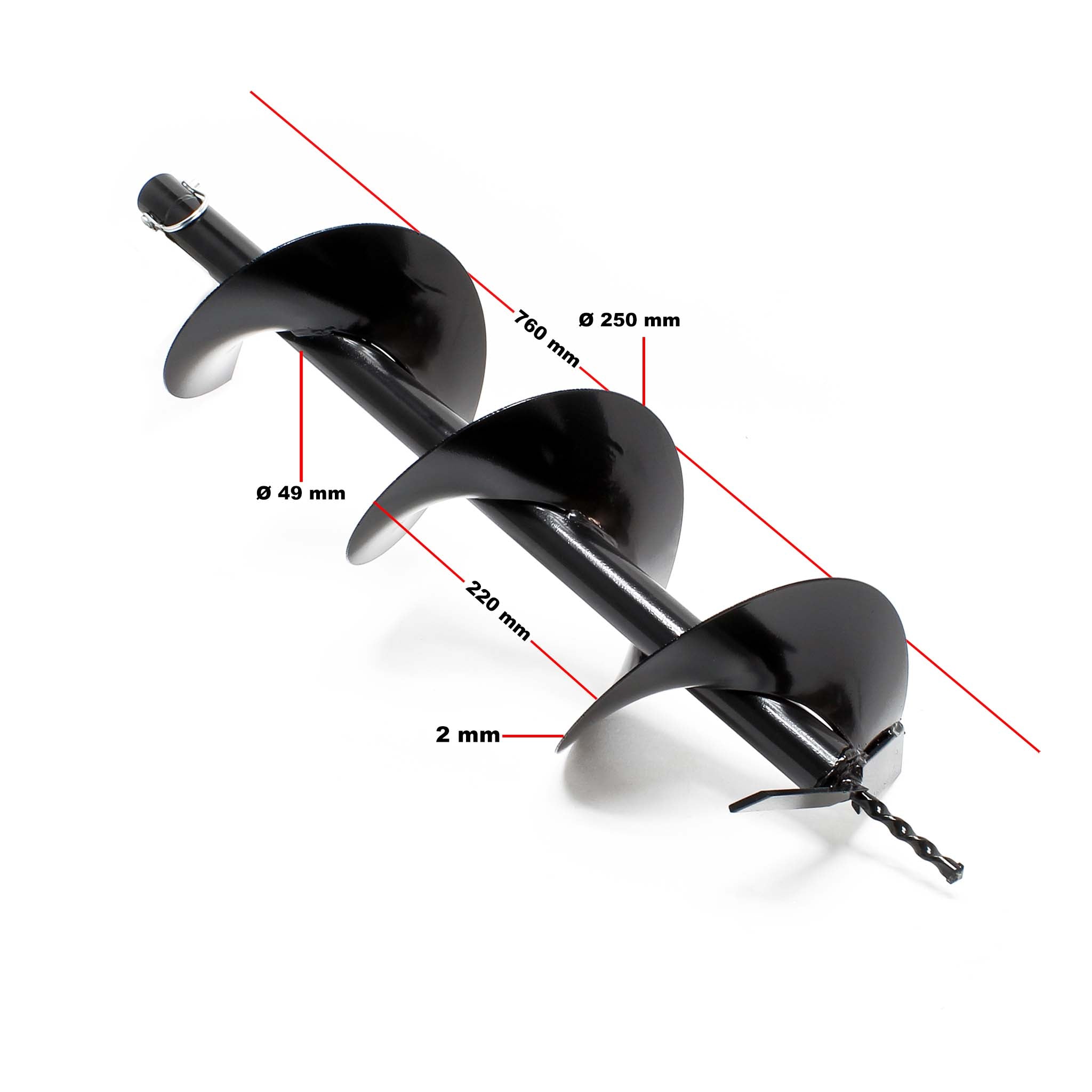 Mototrivella a benzina, motore a 2 tempi di 3 CV 63,3 ccm, con punta elicoidale Ø250mm, uso 2 persone