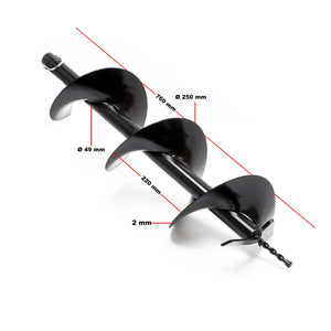 Mototrivella a benzina, motore a 2 tempi di 3 CV 63,3 ccm, con punta elicoidale Ø250mm, uso 2 persone