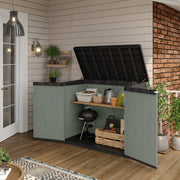 Armadio da esterno Napanee, Mobile outdoor, Mobiletto giardino multiuso, Contenitore per balcone o garage, 140x80 h120 cm, Verde