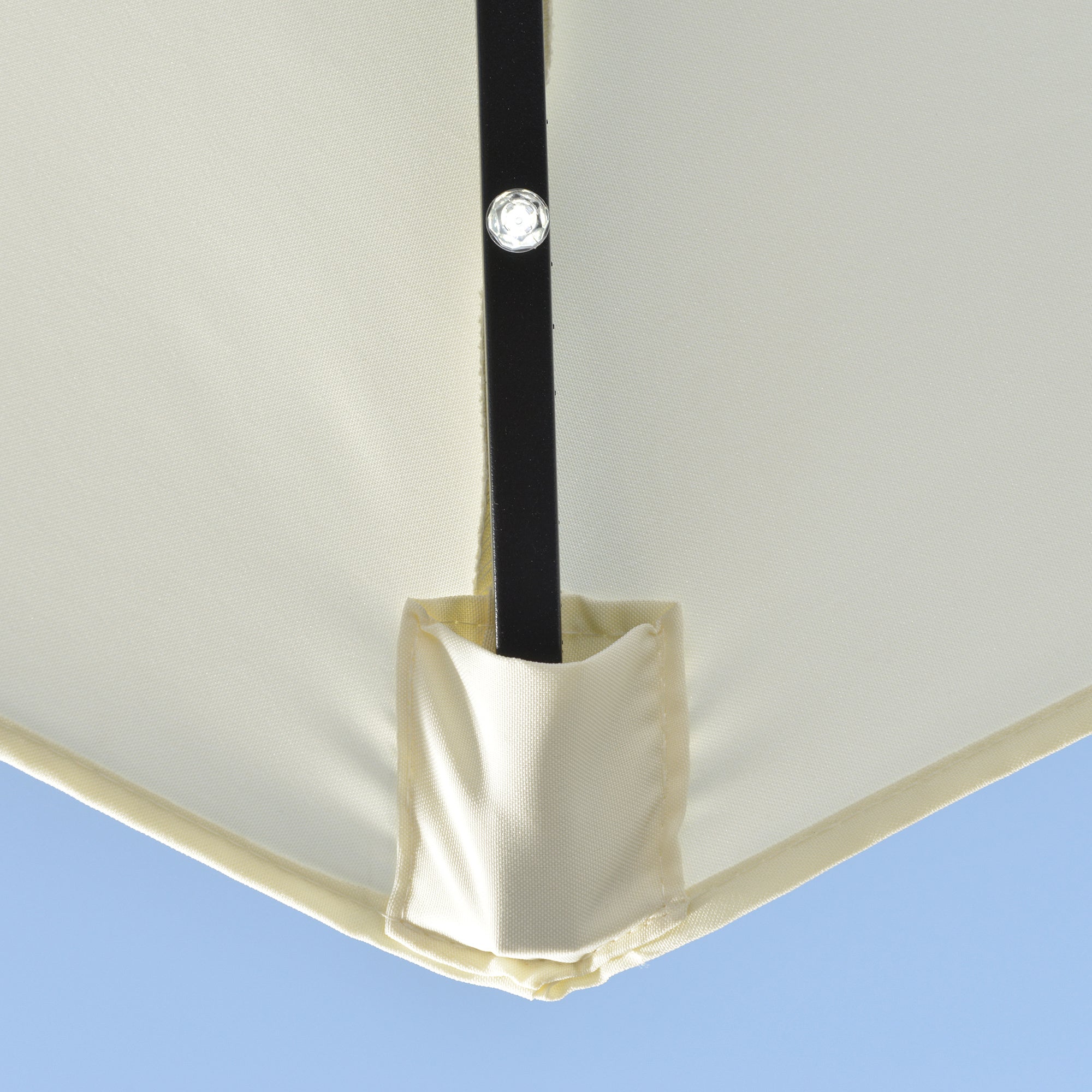Ombrellone Semicircolare 265x135x240 cm con 20 Luci LED e Pannello Solare Beige
