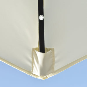 Ombrellone Semicircolare 265x135x240 cm con 20 Luci LED e Pannello Solare Beige