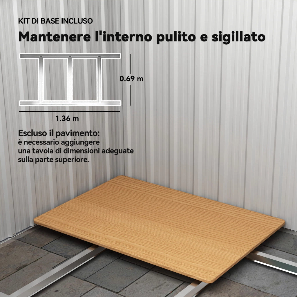 Casetta da Giardino Porta Attrezzi in Acciaio ¨C Zephmum ¨C Verde, 152x132x188 cm