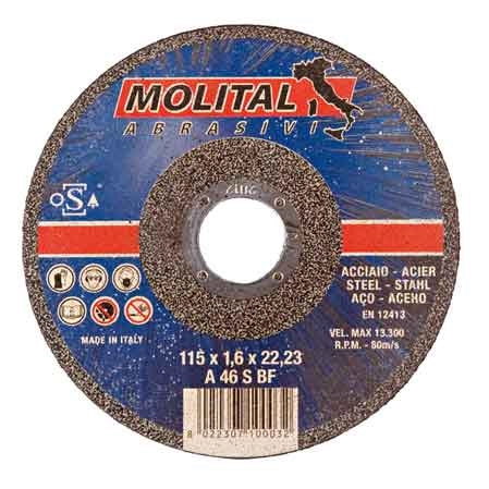 DISCO DA TAGLIO PER FERRO SOTTILE MOLITAL Ø 115x1,6 mm - 50 pezzi- MOLITAL