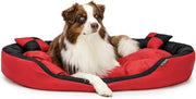 Letto per cani 4-in-1 cuscino per cani con cuscino invertibile, (L) 110x80 cm Rosso/Nero