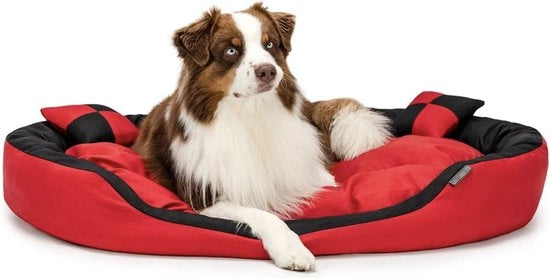 Letto per cani 4-in-1 cuscino per cani con cuscino invertibile, (L) 110x80 cm Rosso/Nero