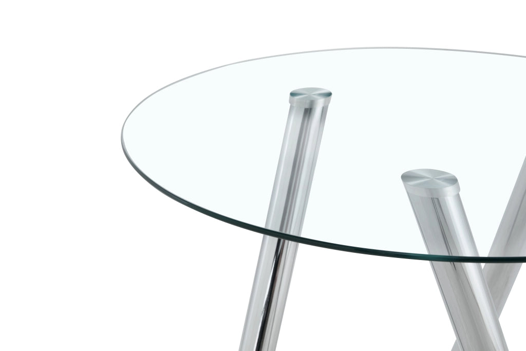 Set da pranzo con tavolo in vetro temperato e 4 sedie imbottite facile da pulire stabile metallo e pvc bianco