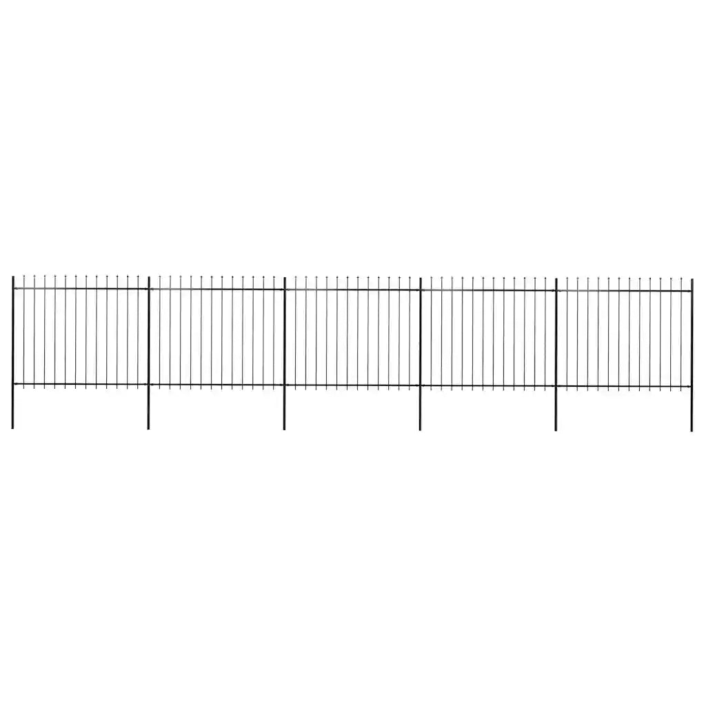 Recinzione da Giardino con Punta a Lancia in Acciaio 838x150 cm Nero 277633