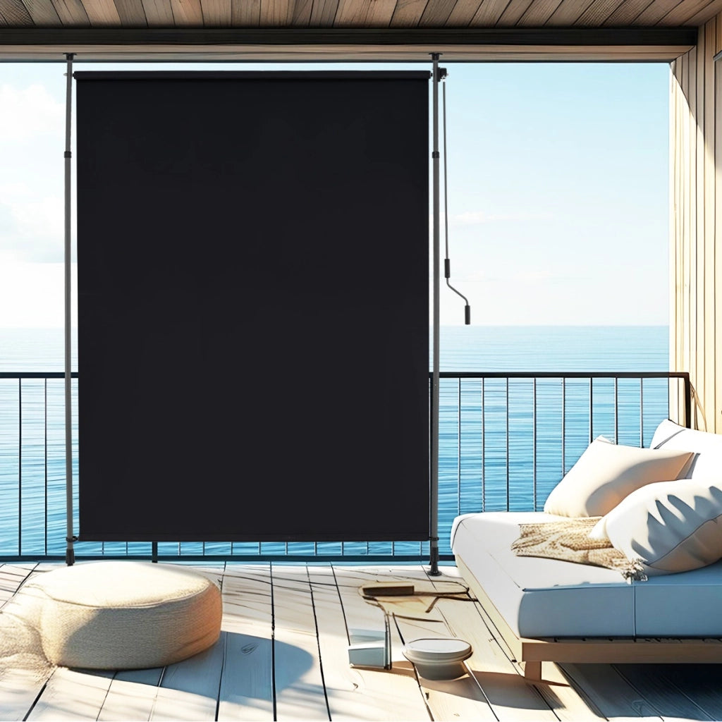 Tenda parasole retrattile verticale per patio con regolabile in altezza, Tenda a rullo da esterno con manovella 150 cm