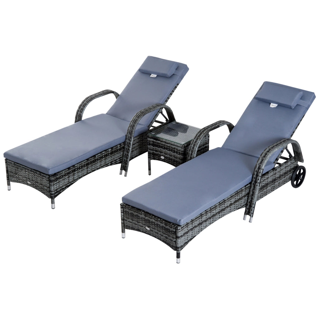 Set 3 Pezzi Poltrone Polyrattan con Tavolino ¨C Zephmum ¨C Grigio