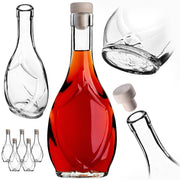 KADAX 5 bottiglie in vetro Icona da 250 ml per vino, liquori, distillati, alcolici, succhi di frutta con tappo di sughero