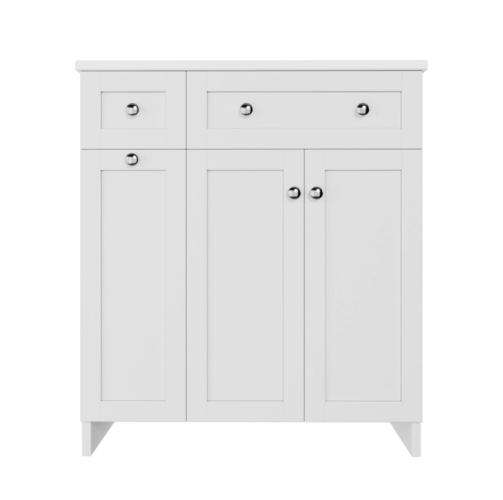 Mobile lavabo da bagno indipendente bianco con lavabo in ceramica e 3 cassetti pratici
