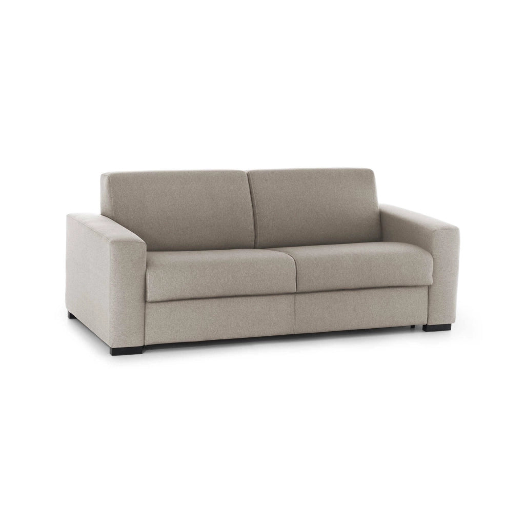 Divano Letto Alcatraz, Divano a 2 posti, Made in Italy, SofÒ  Soggiorno con apertura girevole, in tessuto imbottito, con Braccioli slim, cm 160x95h90, Tortora