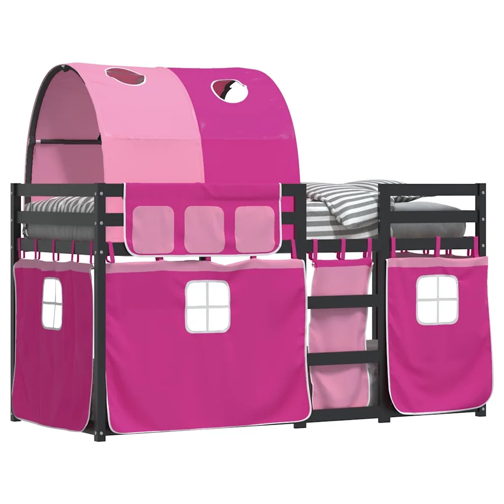 Letto a Castello senza Materasso Rosa 90x200 cm Legno di Pino
